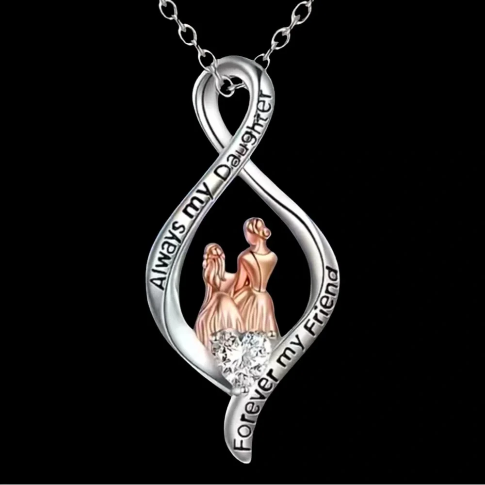 🆕 Forever Mother & Daughter Bond Silver Necklace - Picture 1 of 16